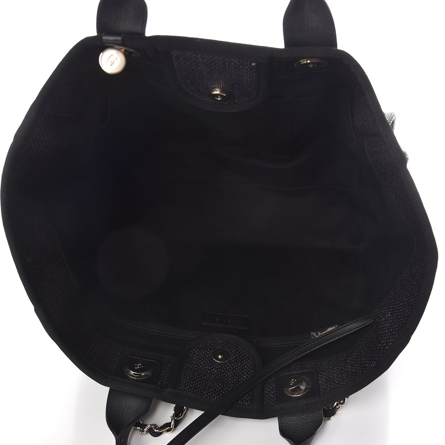 Woven Straw Raffia Large Deauville Tote Black