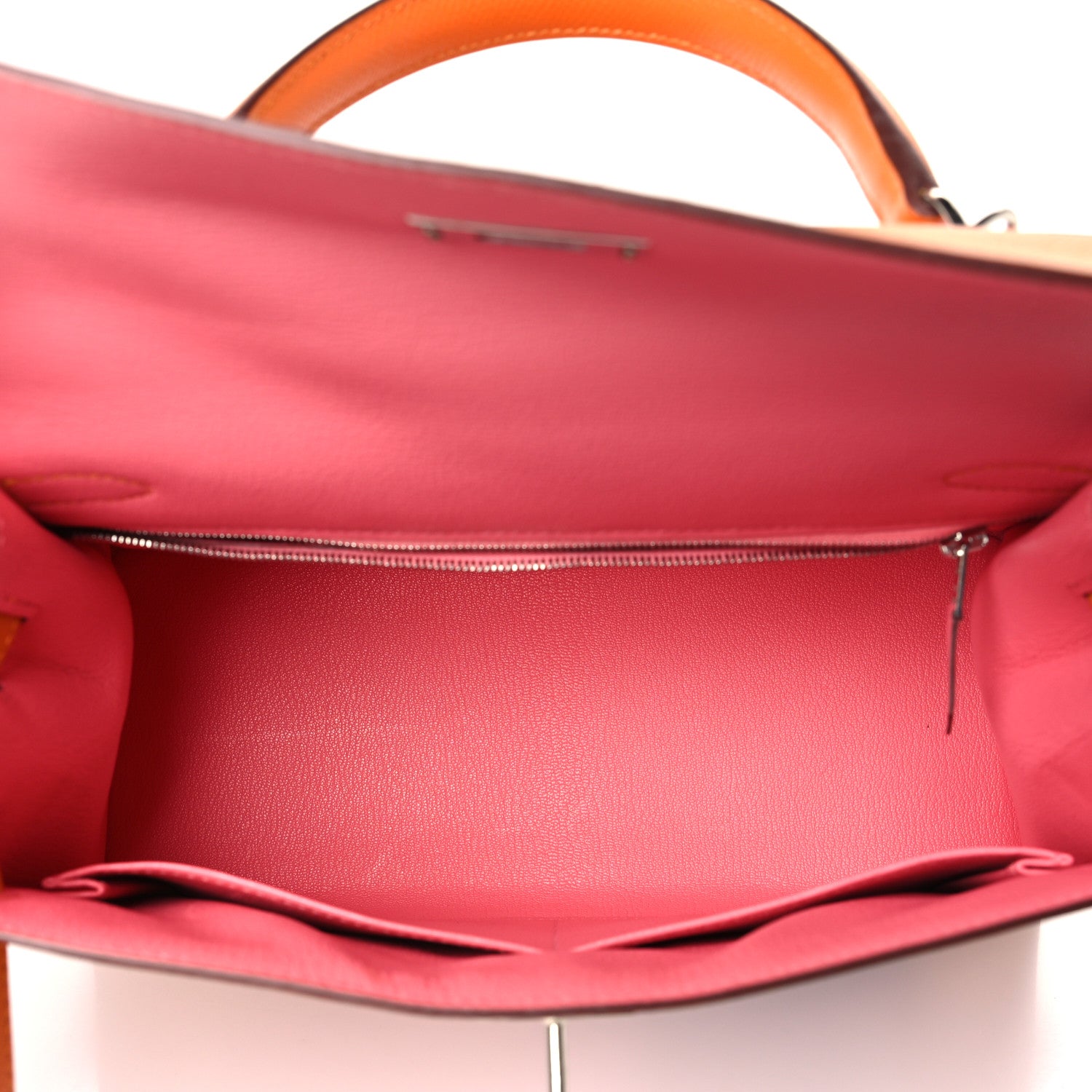 Hermes Epsom Chevre Mysore Kellygraphie Lettre R Kelly Sellier 28 Abricot Brique Feu 5 of 11