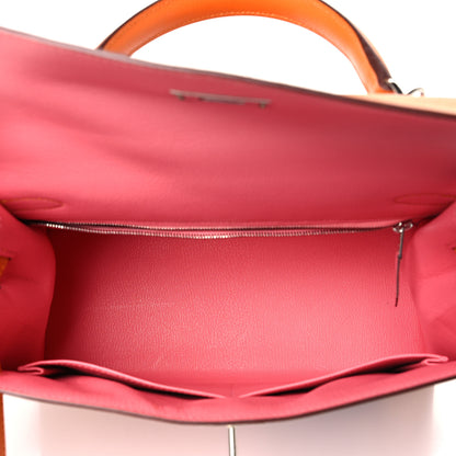 Hermes Epsom Chevre Mysore Kellygraphie Lettre R Kelly Sellier 28 Abricot Brique Feu 5 of 11