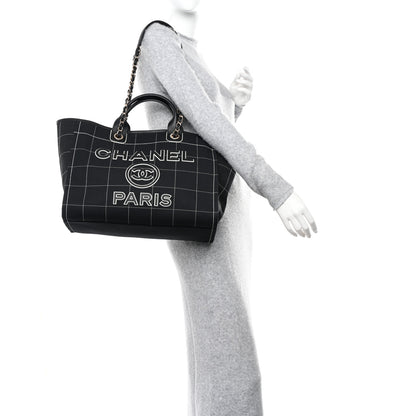 Chanel Cotton Medium Deauville Tote Black White 2 of 11