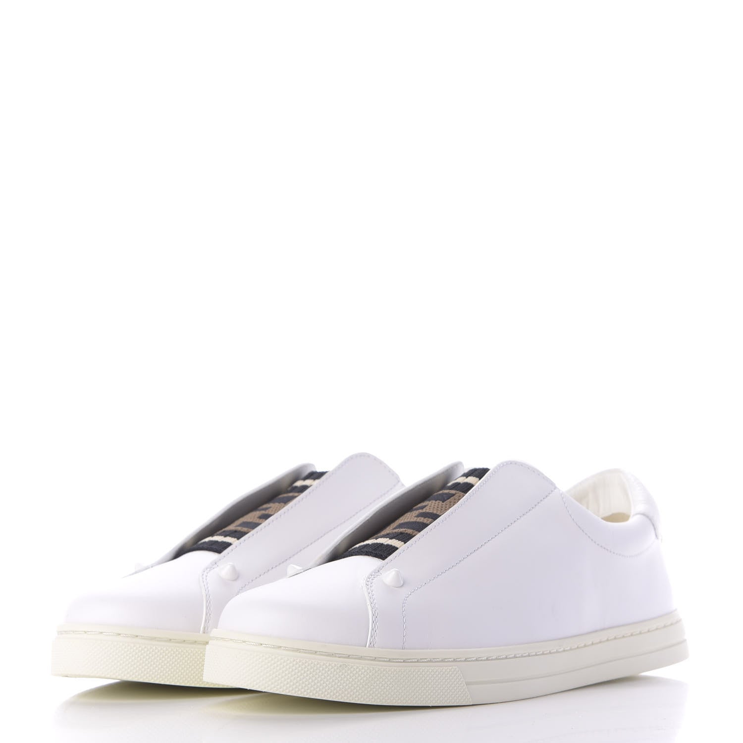 Fendi Vitello FF Rockoclick Slip On Sneakers 40 White 3 of 11