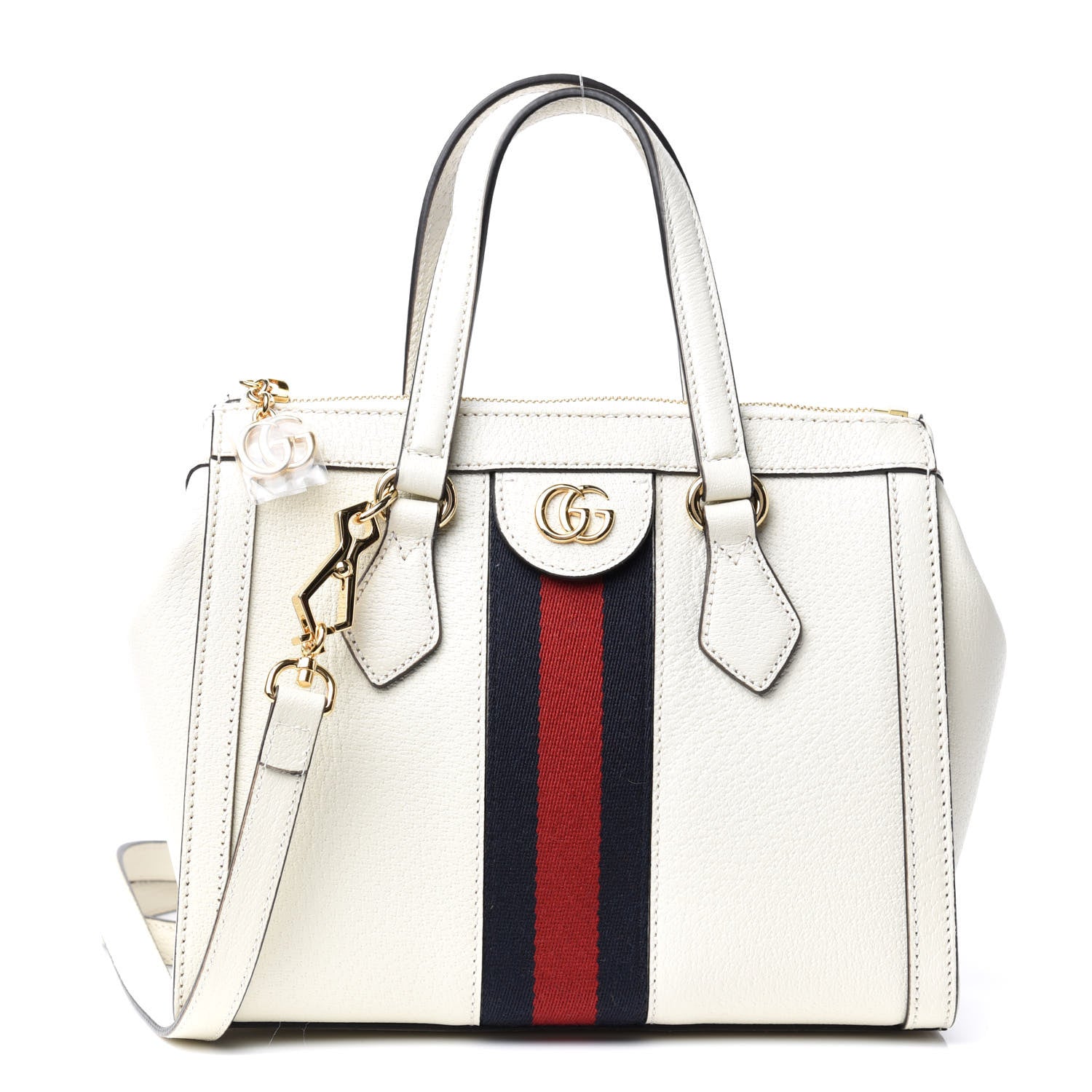 Gucci Textured Calfskin Web Small Ophidia Tote Bag Mystic White 1 of 11