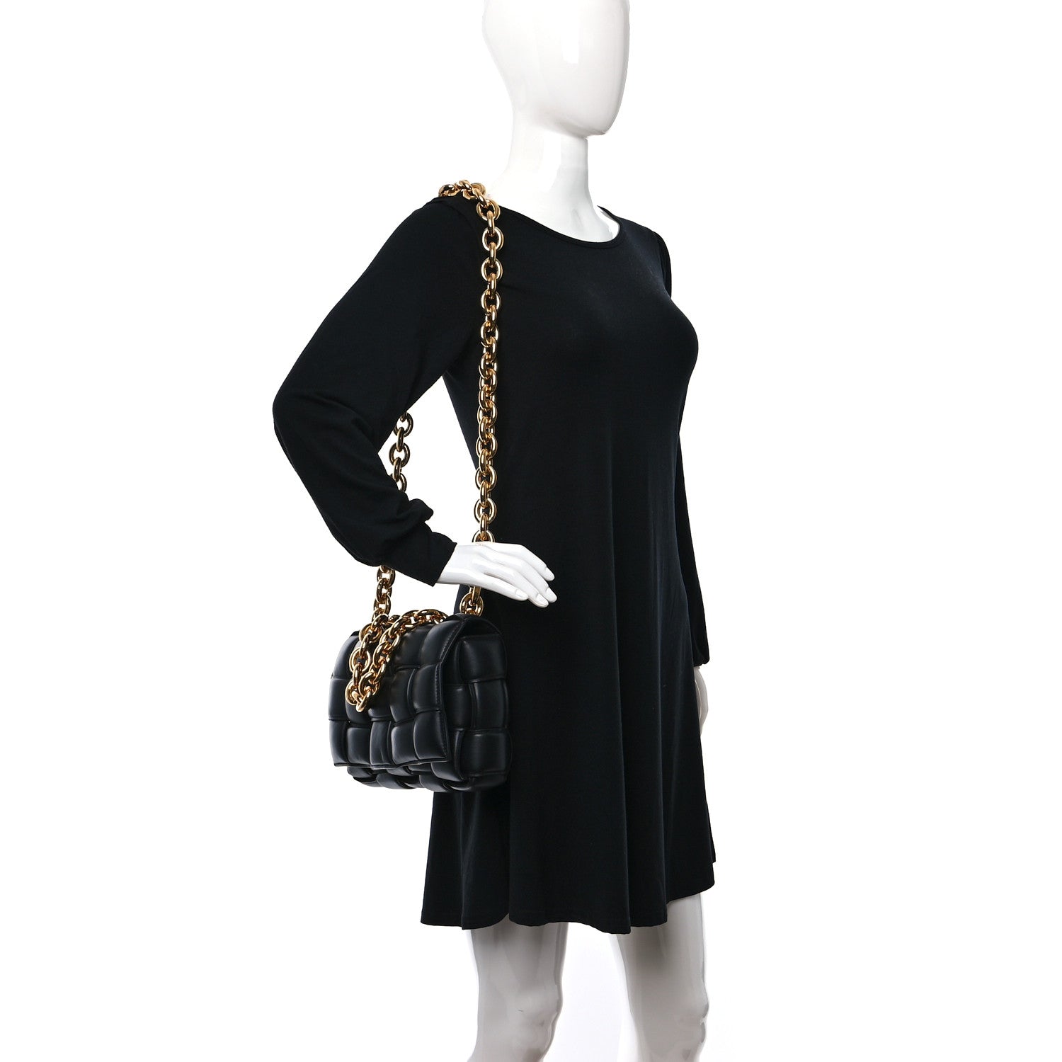 Bottega Veneta Lambskin Maxi Intreccio Padded Chain Cassette Crossbody Bag Black 2 of 8