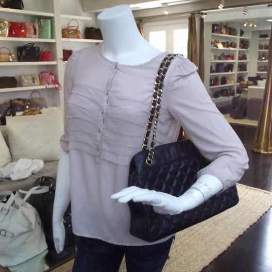 Lambskin Quilted Tote Navy