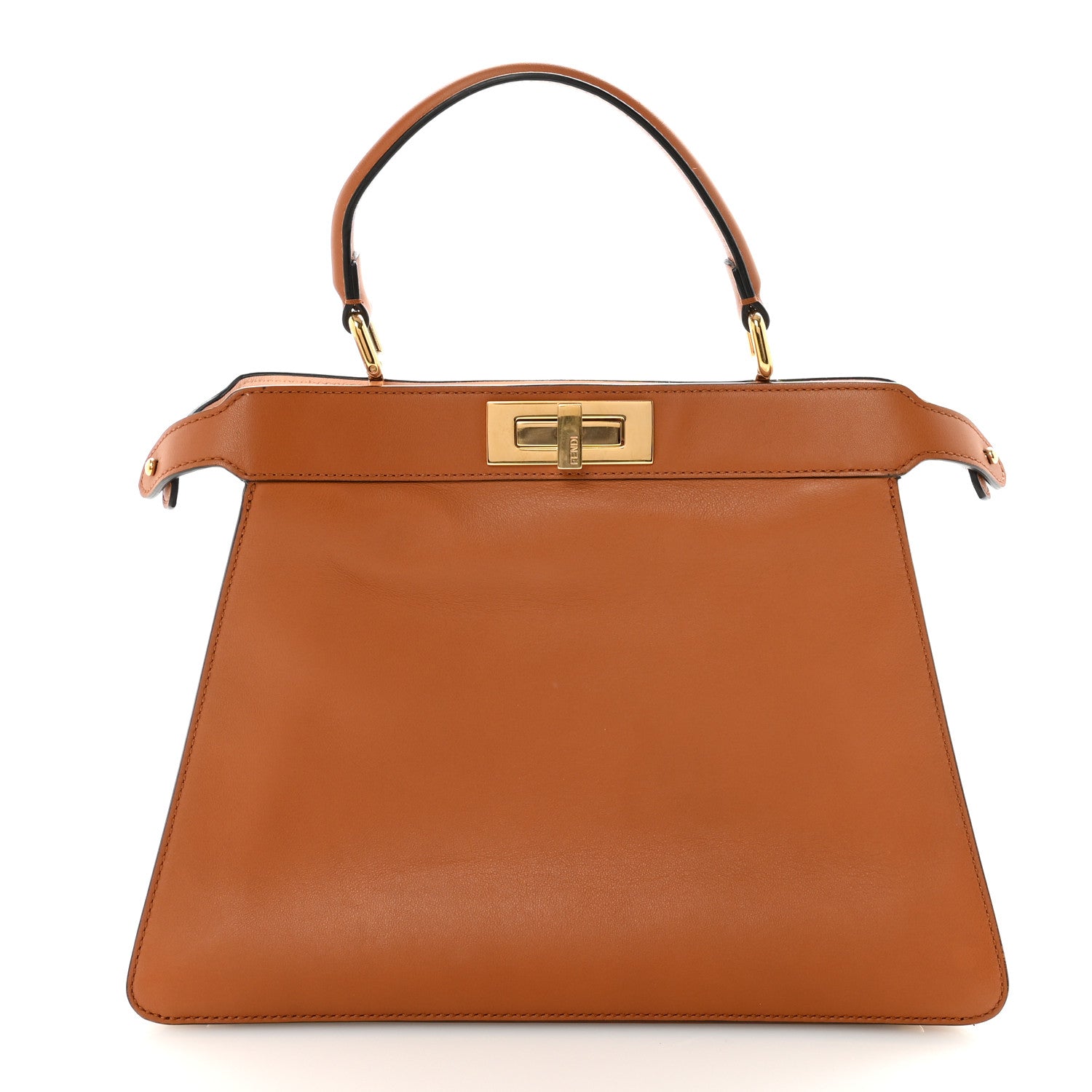 Fendi Vitello Seta Shiny Nappa Medium Peekaboo I SEE U Satchel Miele Scuro Light Rose 1 of 9