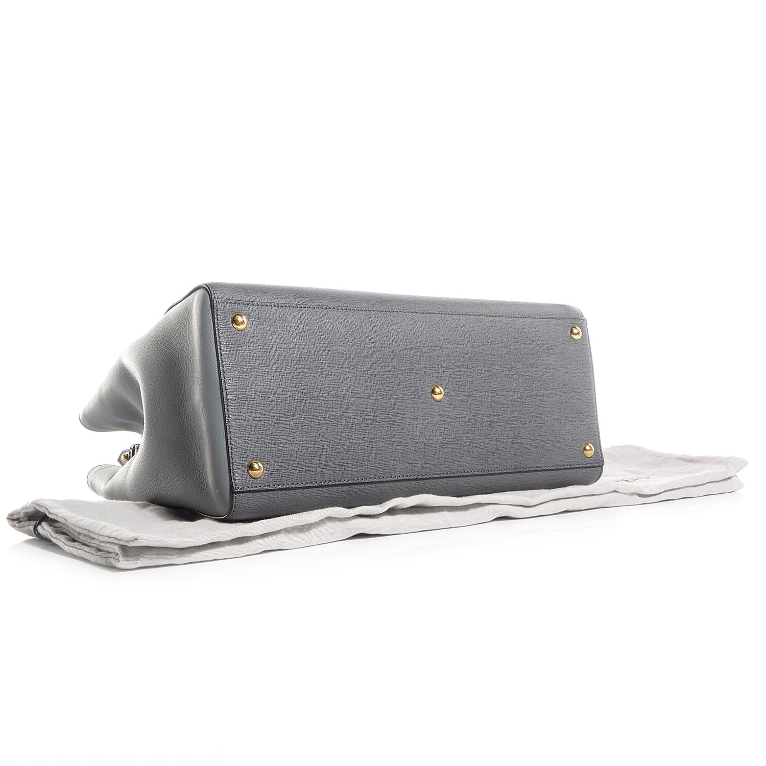 Fendi Vitello Elite Flamingo Regular 2Jours Tote Grigio Grigio Chiaro 4 of 10