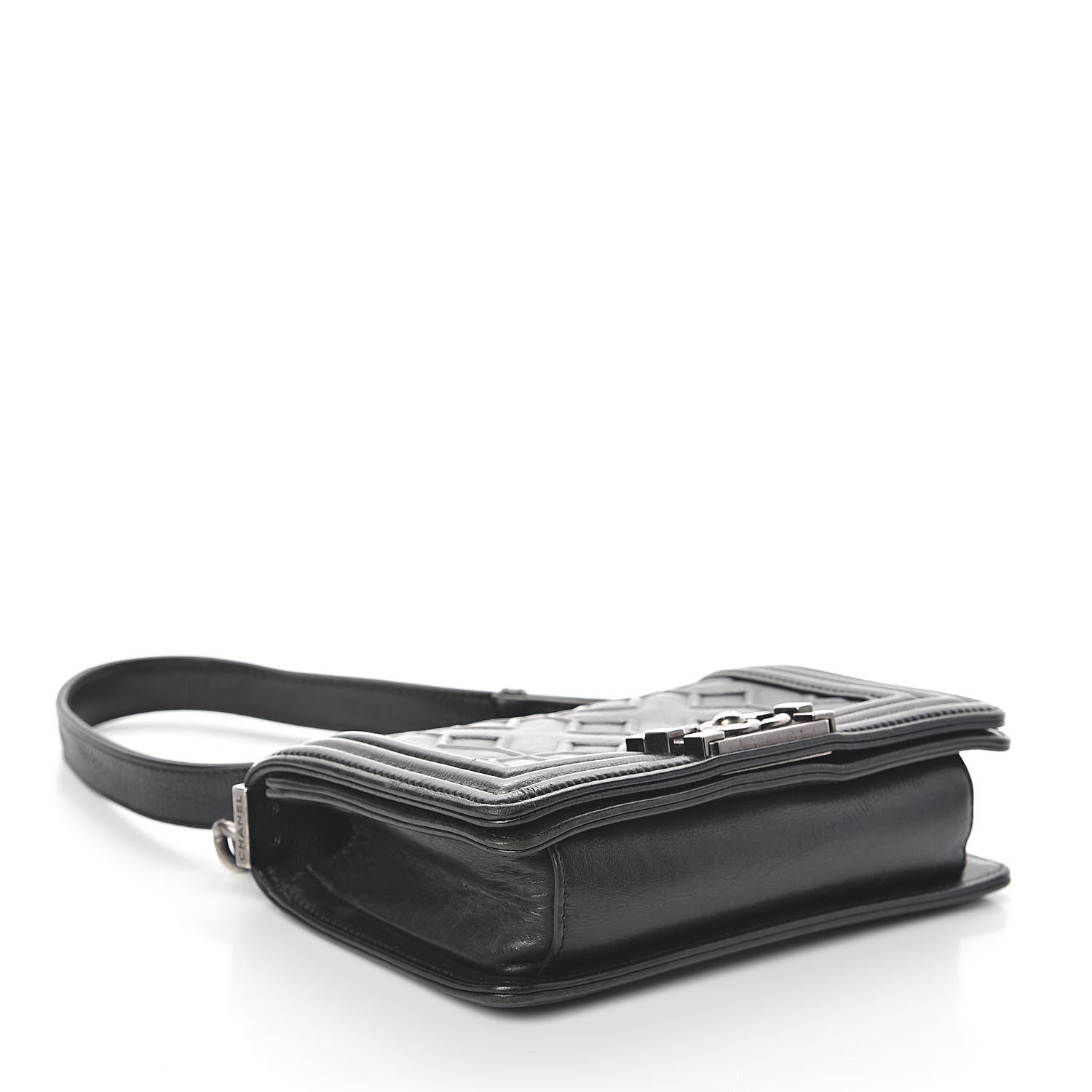 Chanel Calfskin Embossed Crystal Small Boy Flap Black 4 of 9