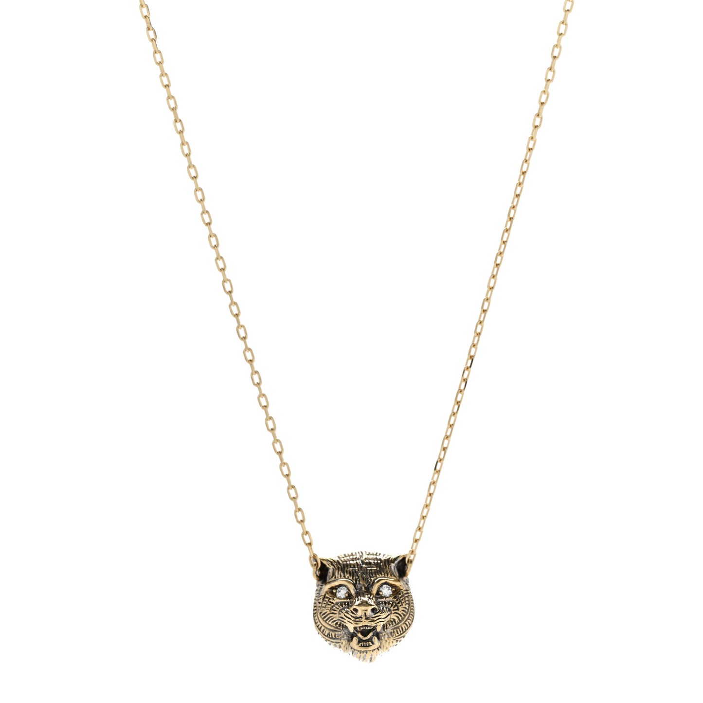 18K Yellow Gold Diamond Turquoise Le Marche Des Merveilles Feline Pendant Necklace