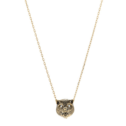 Gucci 18K Yellow Gold Diamond Turquoise Le Marche Des Merveilles Feline Pendant Necklace 4 of 6
