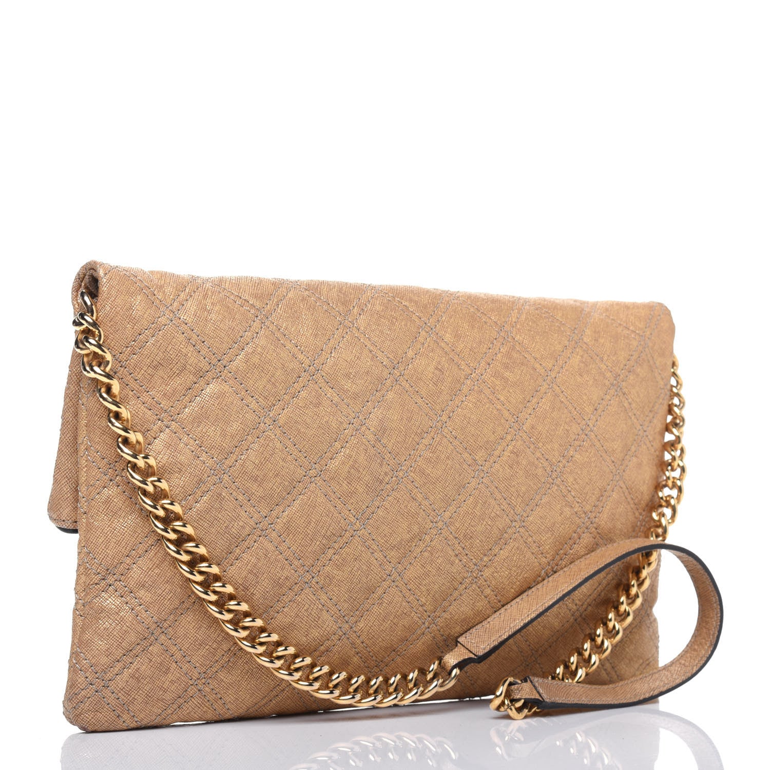 Marc Jacobs Coated Canvas Quilted Flap Shoulder Bag Tan 3 of 17