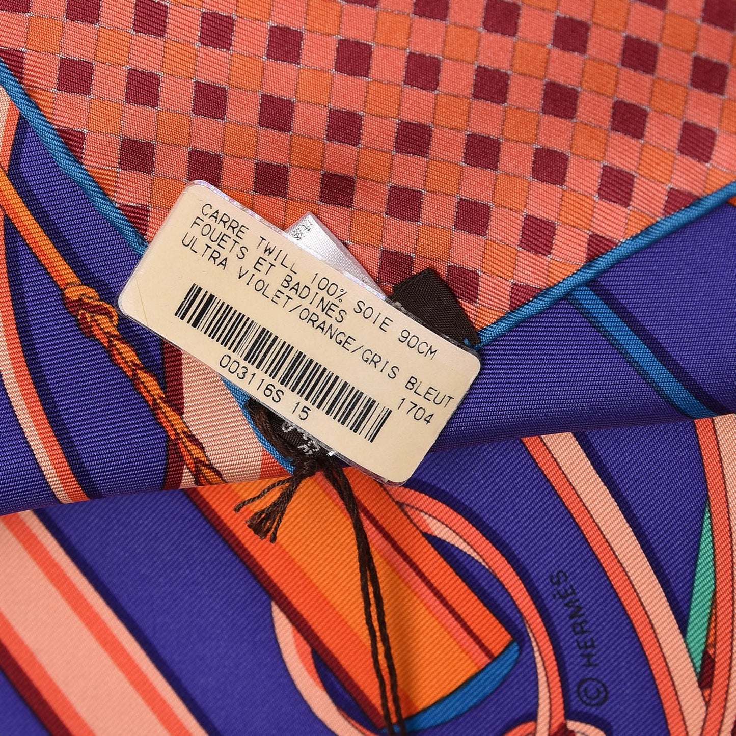 Silk Fouets et Badines Scarf 90 Ultra Violet Orange Gris Bleuete