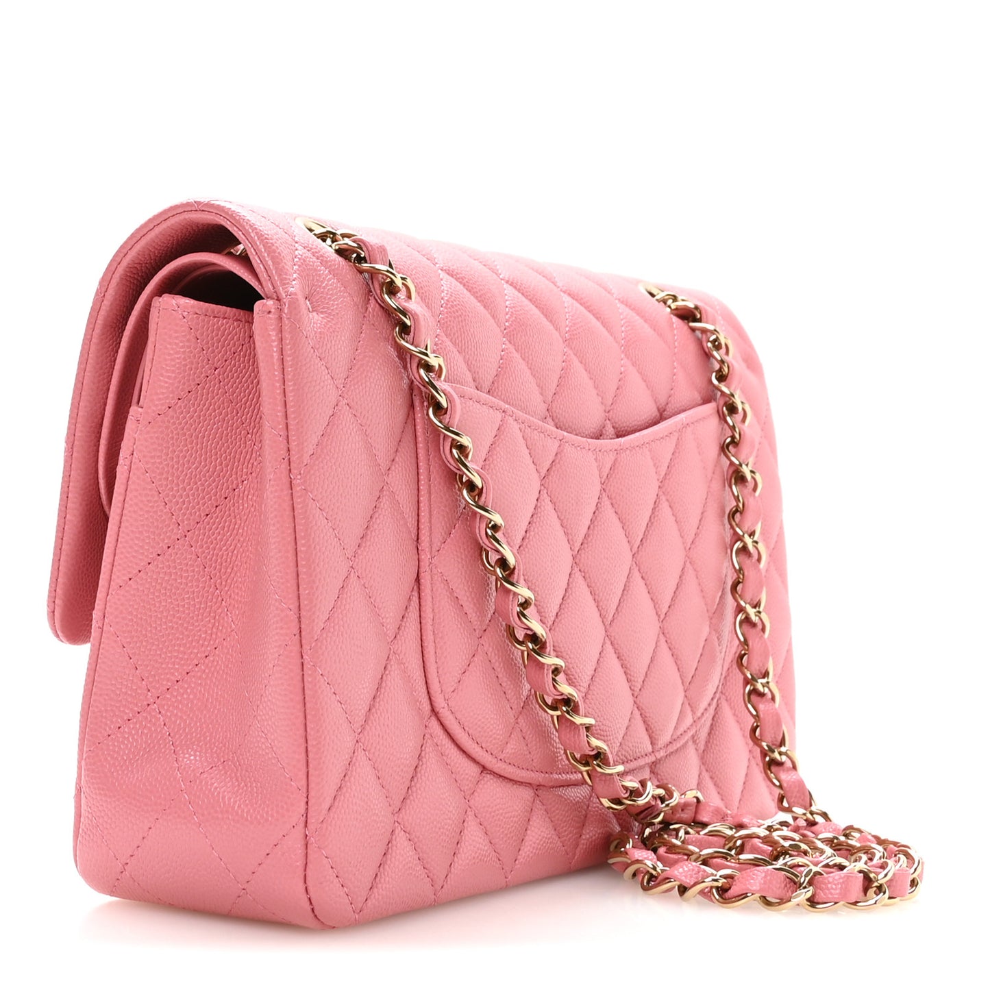 Caviar Quilted Medium Double Flap Pink