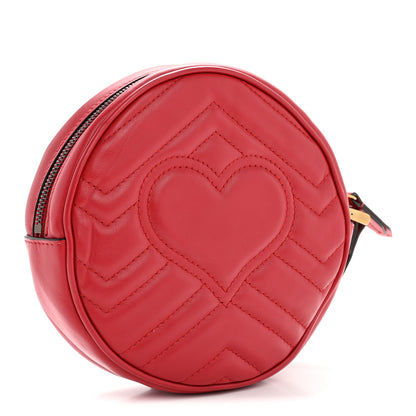 Gucci Calfskin Matelasse GG Marmont Round Wrist Wallet Hibiscus Red 3 of 8