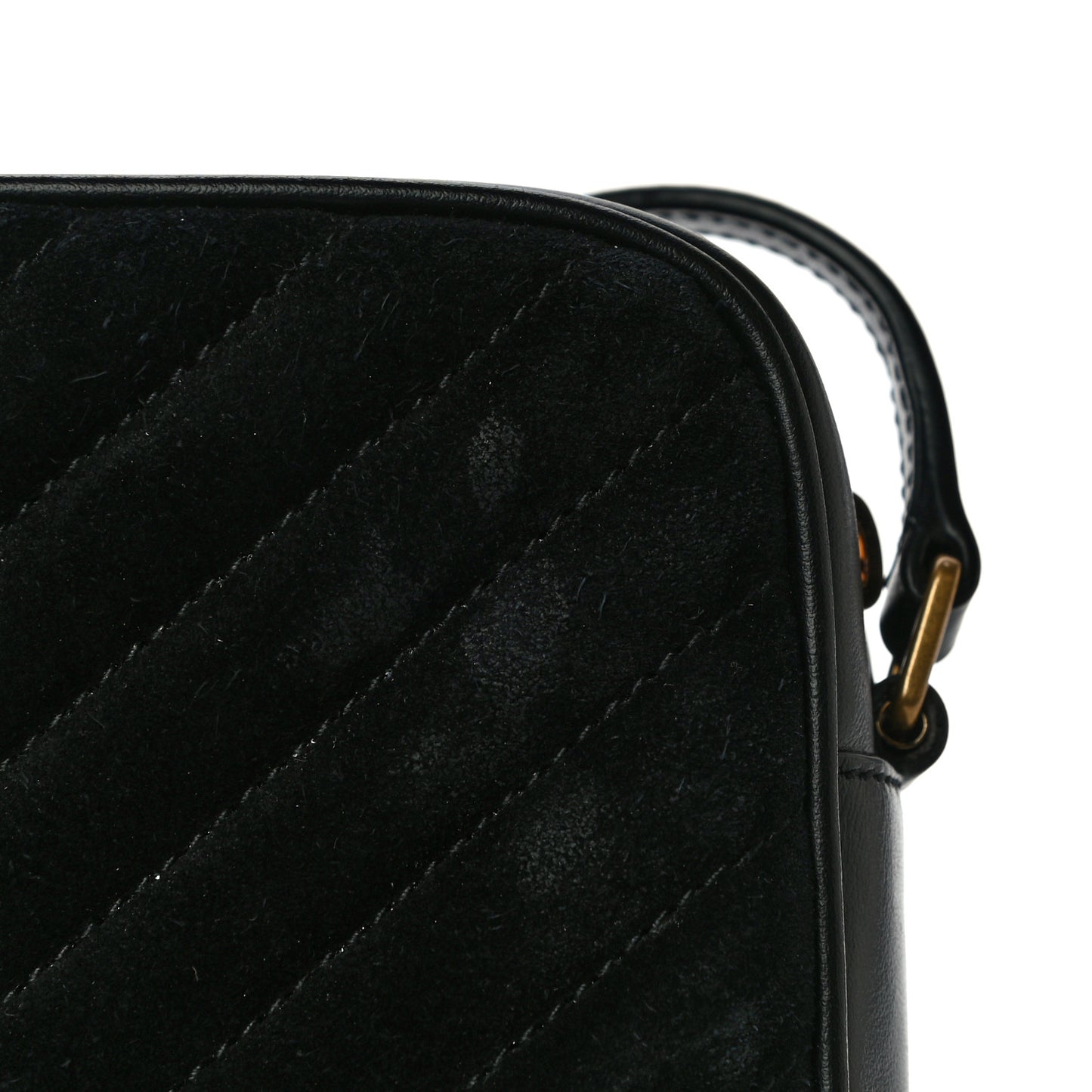 Suede Calfskin Monogram Lou Camera Bag Black