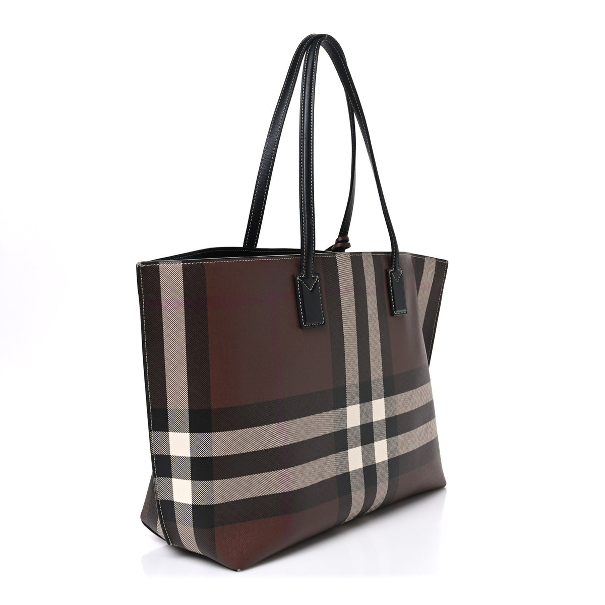 E-Canvas Check Medium Soft TB Tote Dark Birch Brown