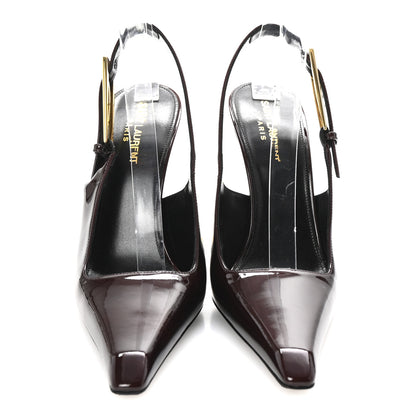 Saint Laurent Vernice Gloss Lee 110 Slingback Pumps 39 Marron Glace 3 of 10