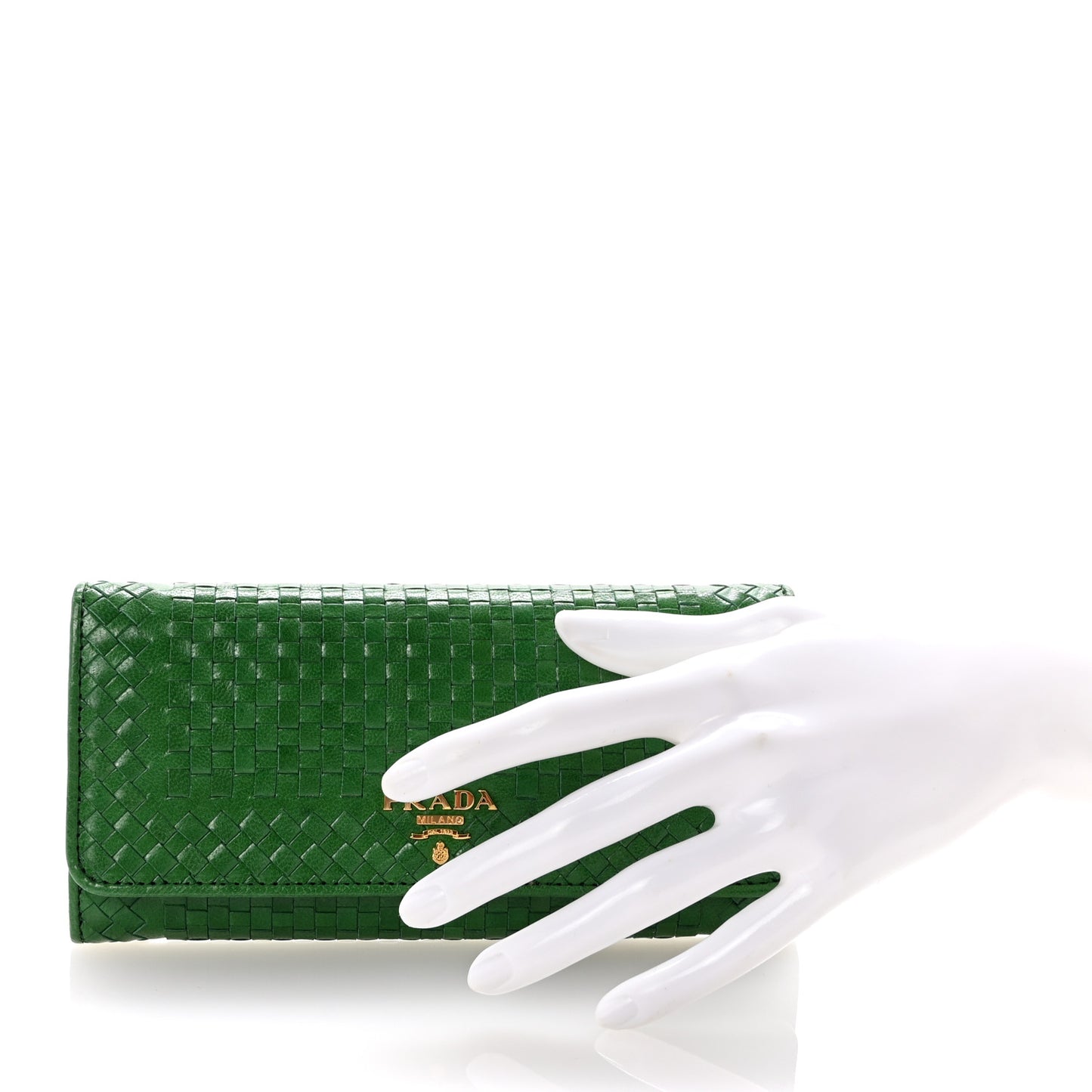 Goatskin Woven Continental Flap Wallet Verde