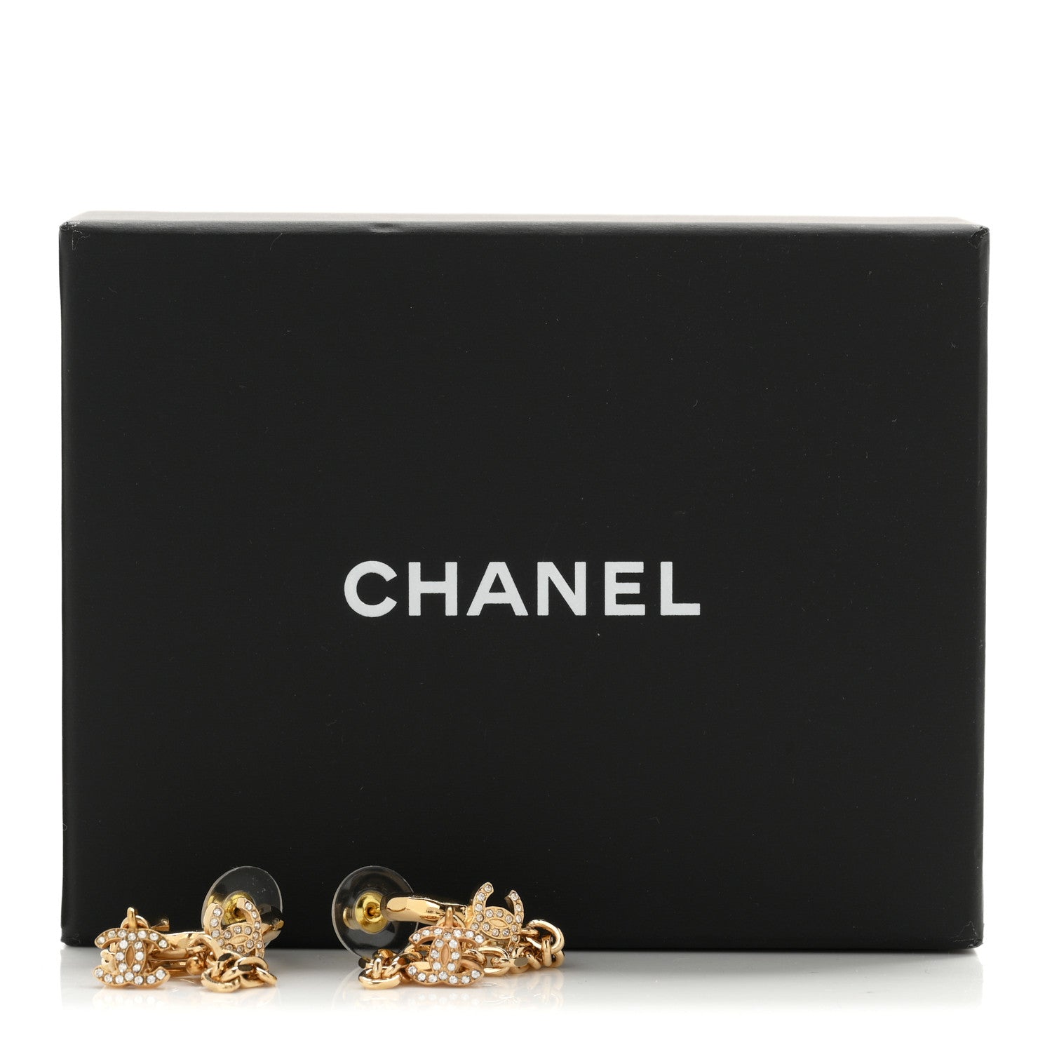Chanel Crystal Chain CC Climber Earrings Gold 5 of 5