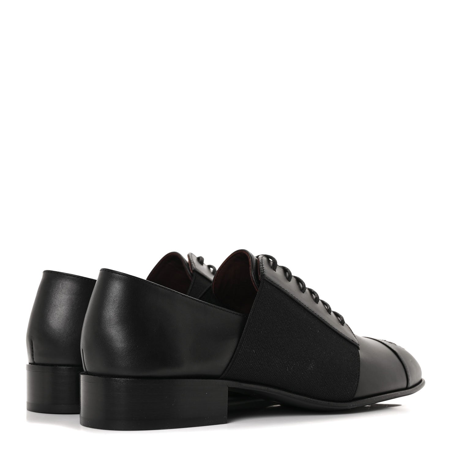 Chanel Calfskin Elastic Lace Up Cap Toe CC Loafers 36 Black 4 of 8