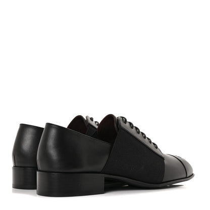 Chanel Calfskin Elastic Lace Up Cap Toe CC Loafers 36 Black 4 of 8
