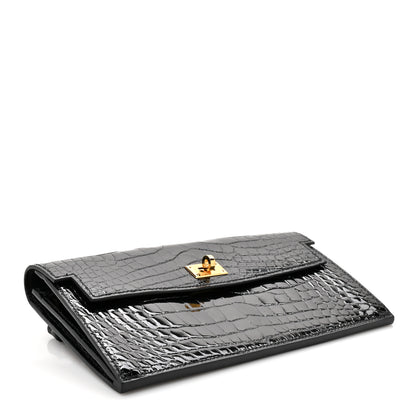 Hermes Shiny Alligator Kelly Pocket Long Wallet Black 4 of 9