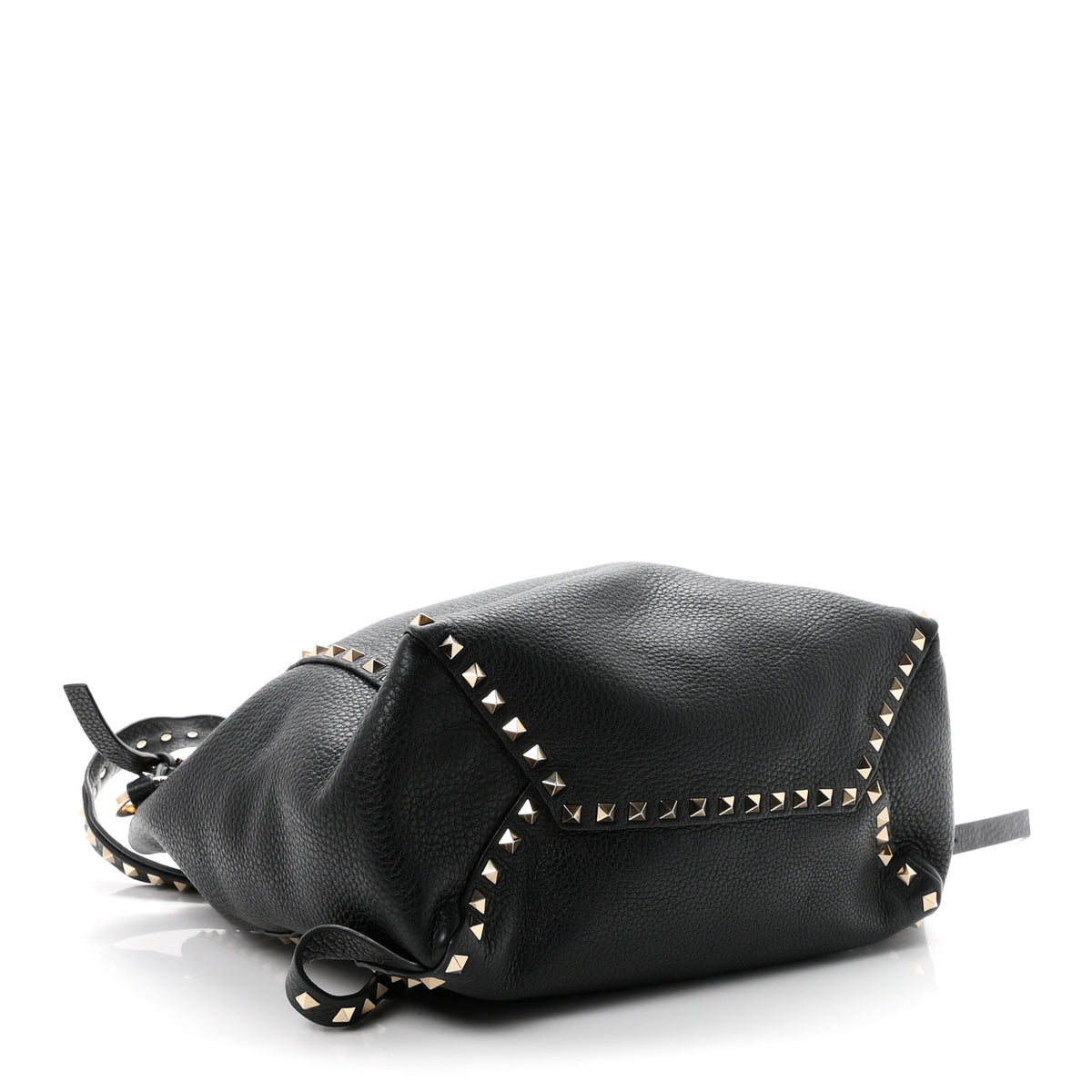 Valentino Garavani Pebbled Calfskin Rockstud Drawstring Backpack Black 4 of 9