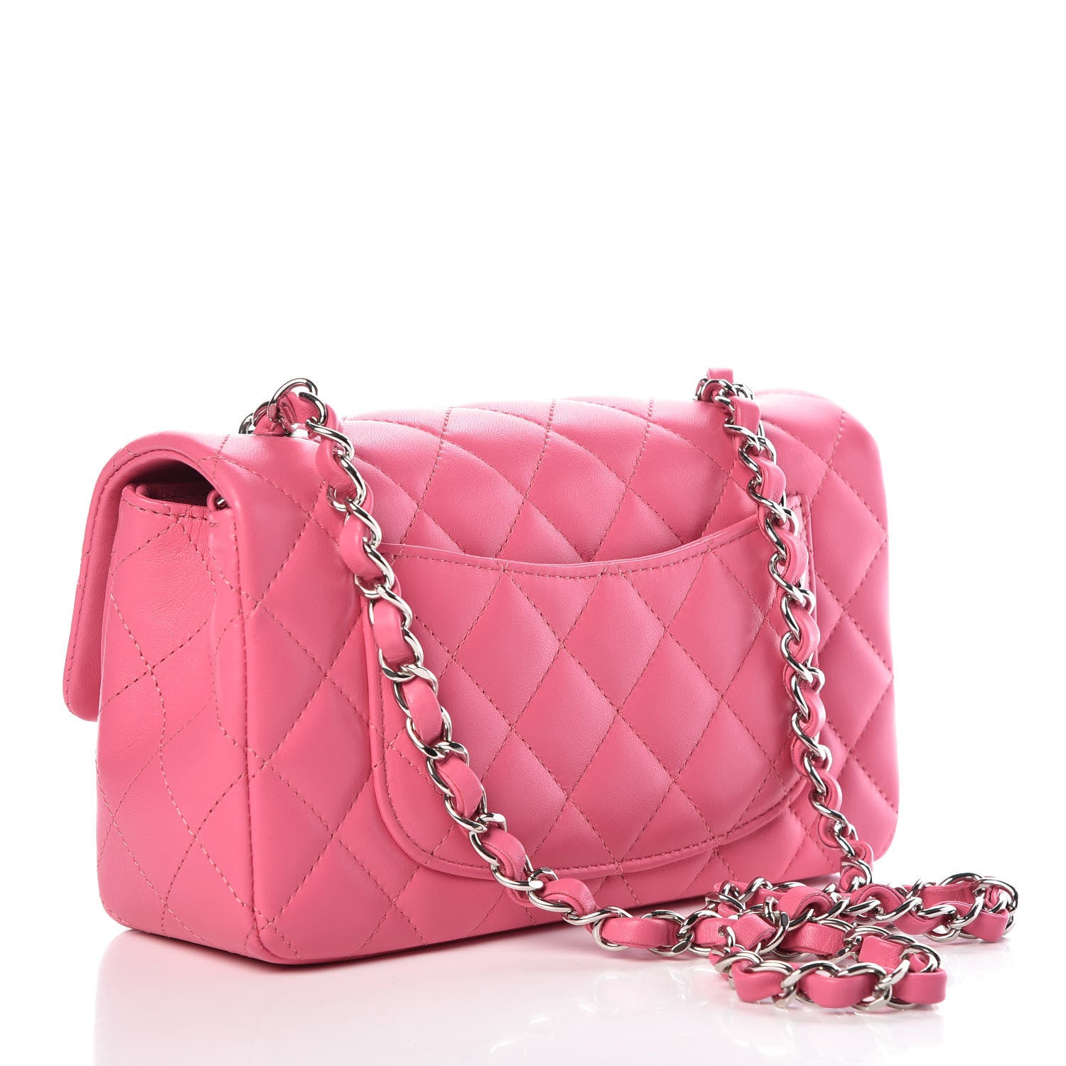 Chanel Lambskin Quilted Mini Rectangular Flap Dark Pink 3 of 10