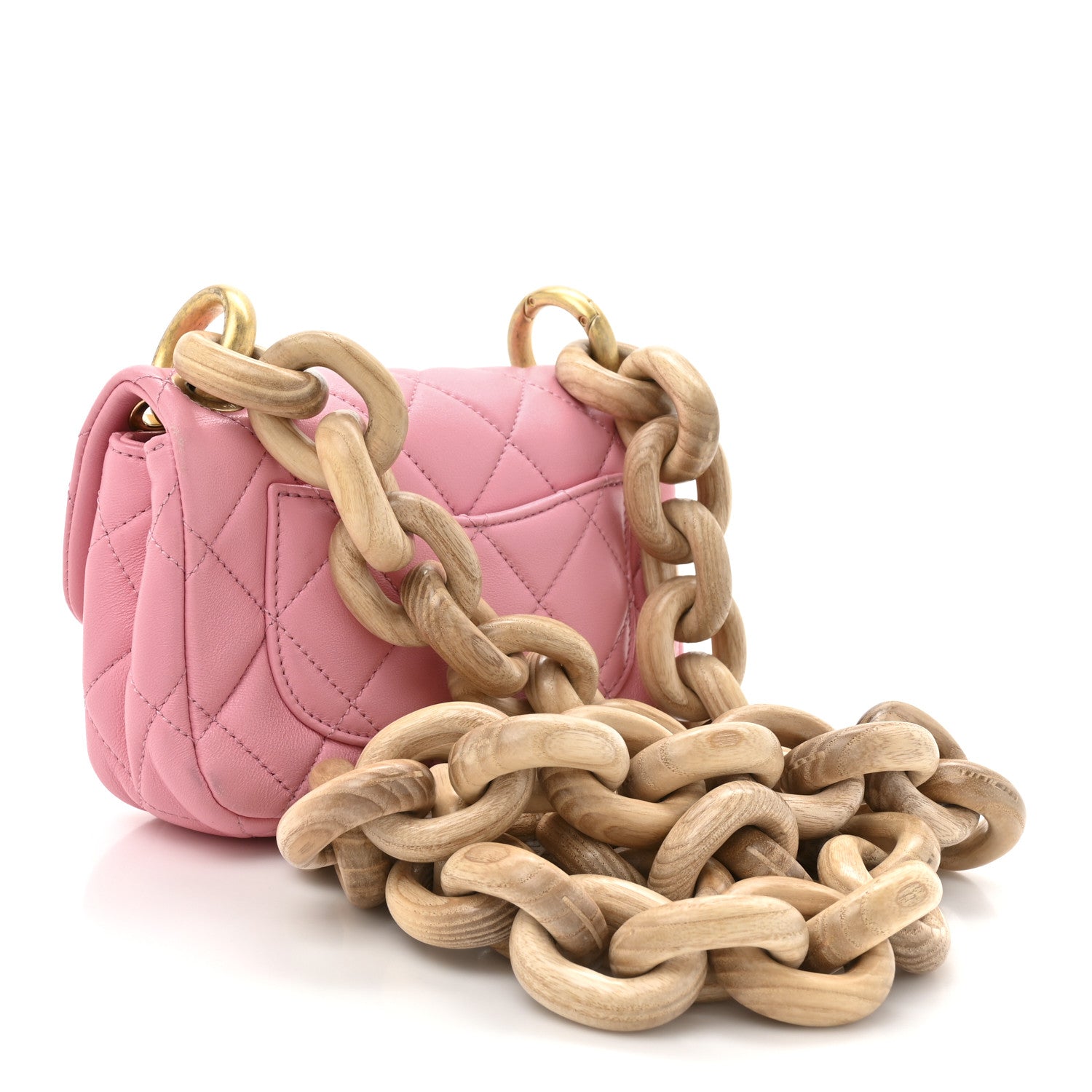 Chanel Lambskin Wenge Quilted Mini Fashion Wood Square Flap Pink 4 of 29