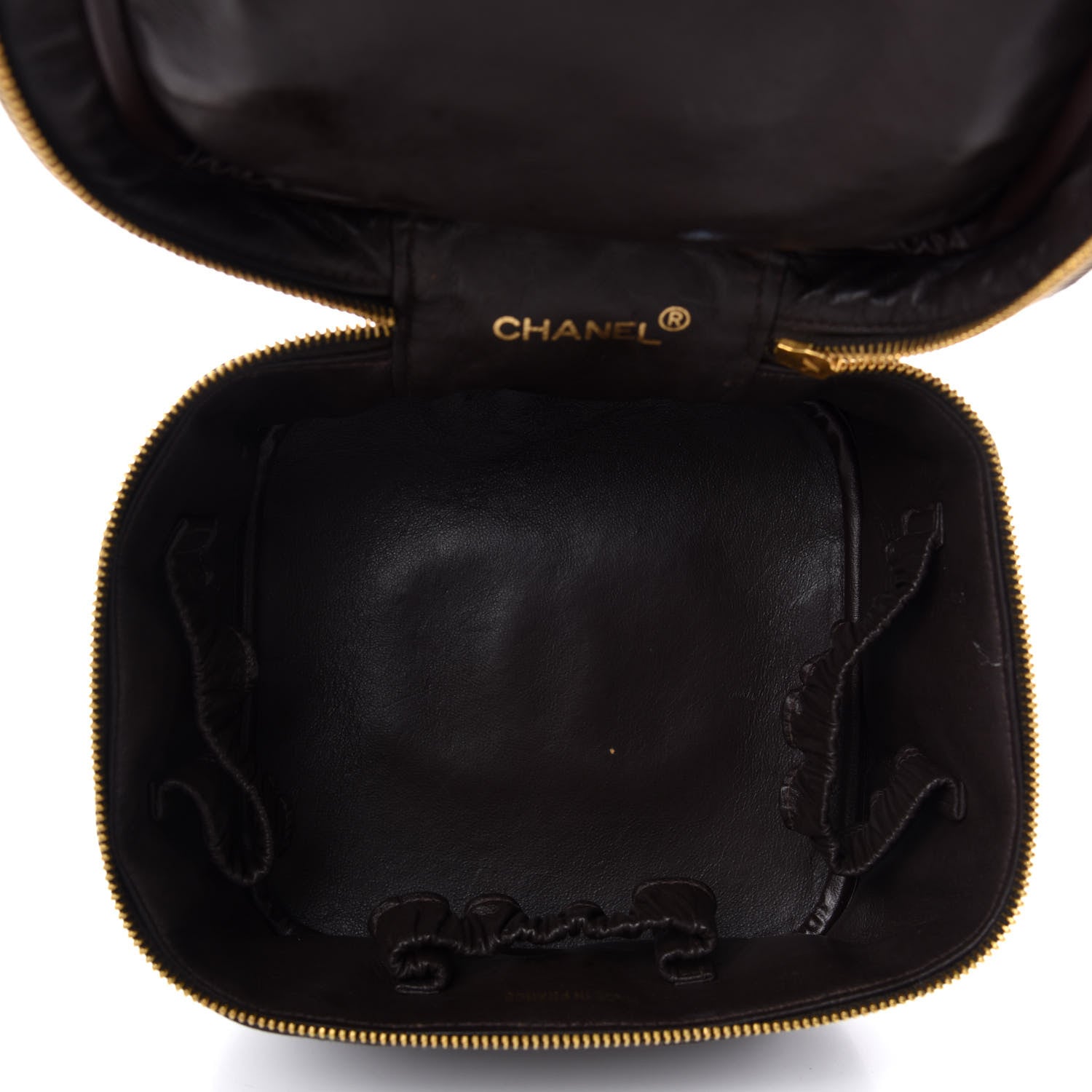 Chanel Lambskin Quilted Cosmetic Vanity Bag Brown 5 of 7