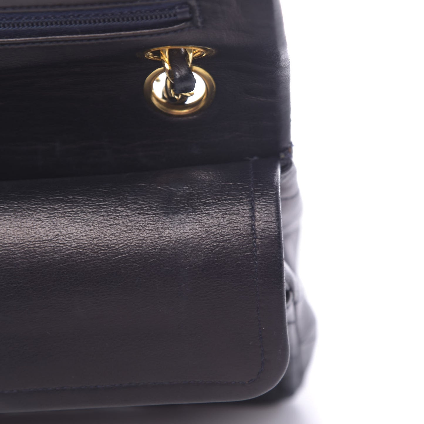 Lambskin Quilted Small Double Flap Navy