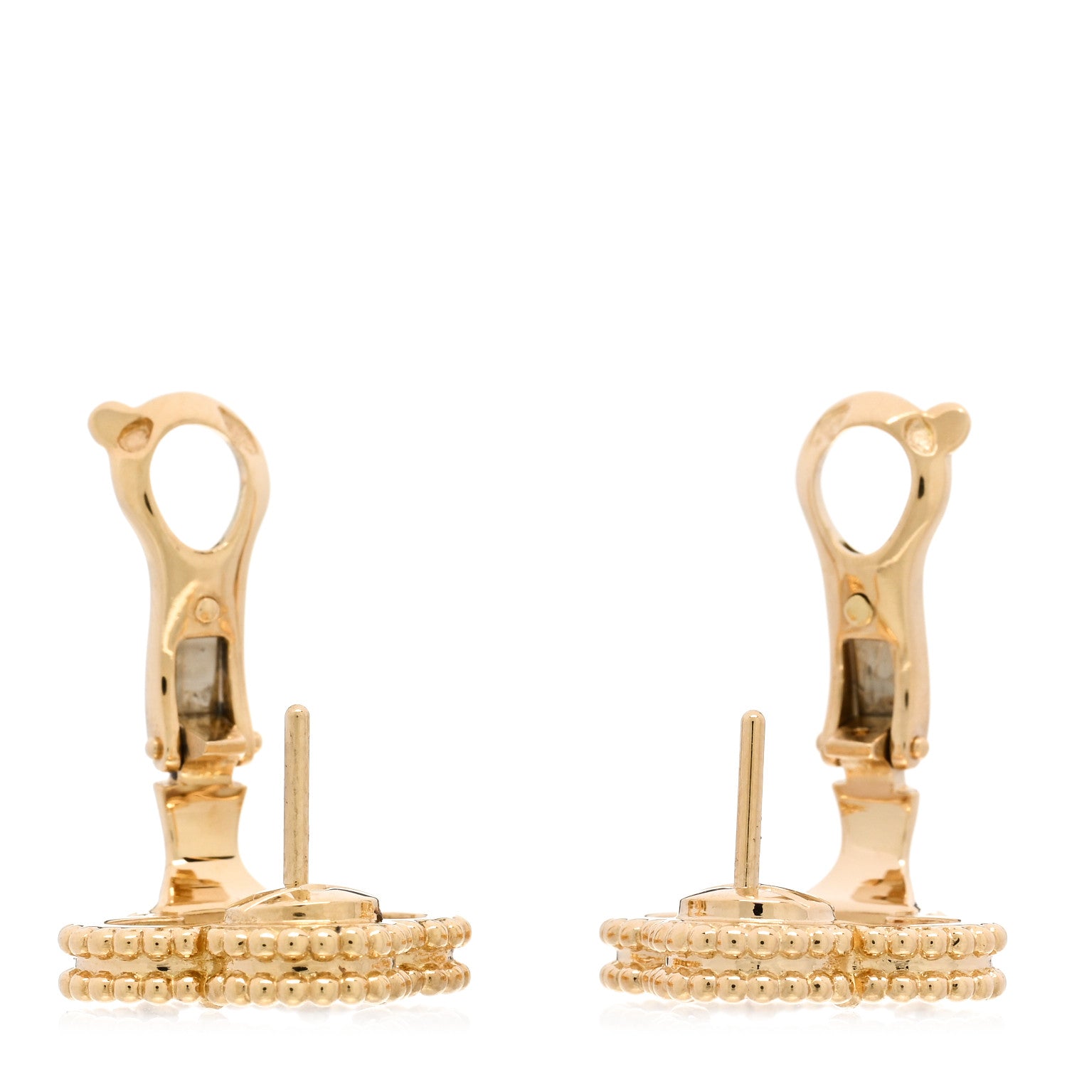 Van Cleef & Arpels 18K Yellow Gold Mother of Pearl Vintage Alhambra Earrings 3 of 5
