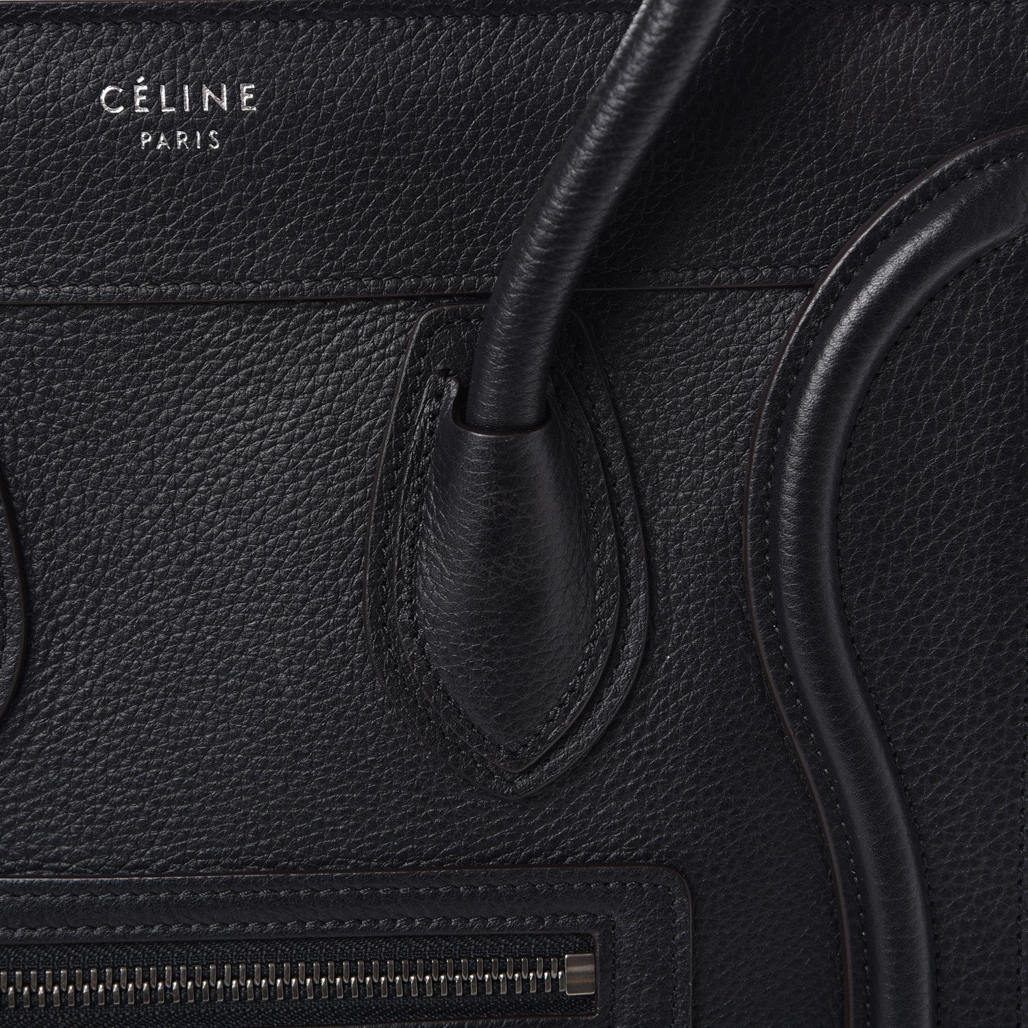 Celine Drummed Calfskin Micro Luggage Black 10 of 11