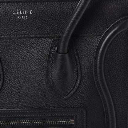 Celine Drummed Calfskin Micro Luggage Black 10 of 11