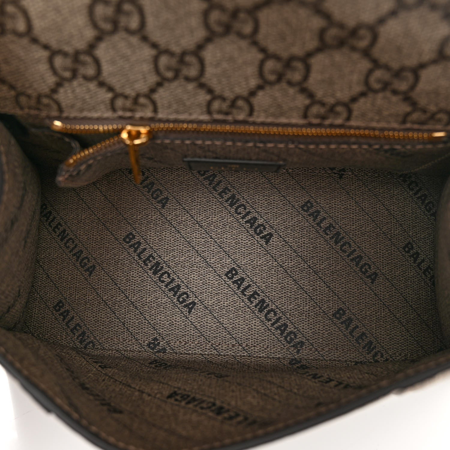 Balenciaga X GUCCI GG Supreme Monogram Small Hourglass Top Handle Bag Beige Ebony 5 of 9