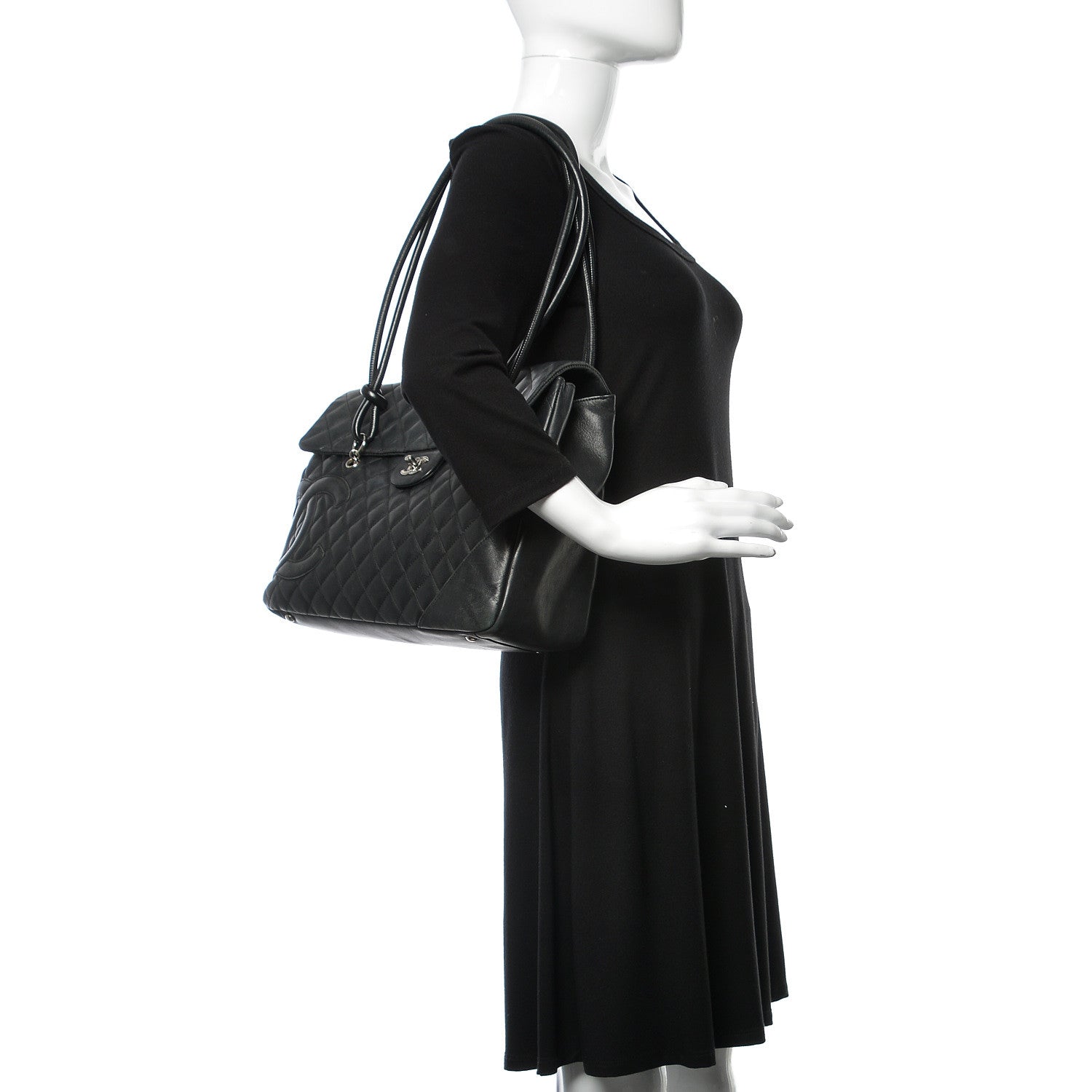 Chanel Calfskin Quilted Large Cambon Flap Black 2 of 20