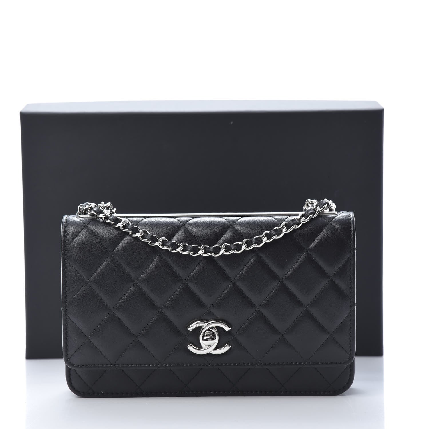 Chanel Lambskin Quilted Trendy CC Wallet On Chain WOC Black 14 of 14