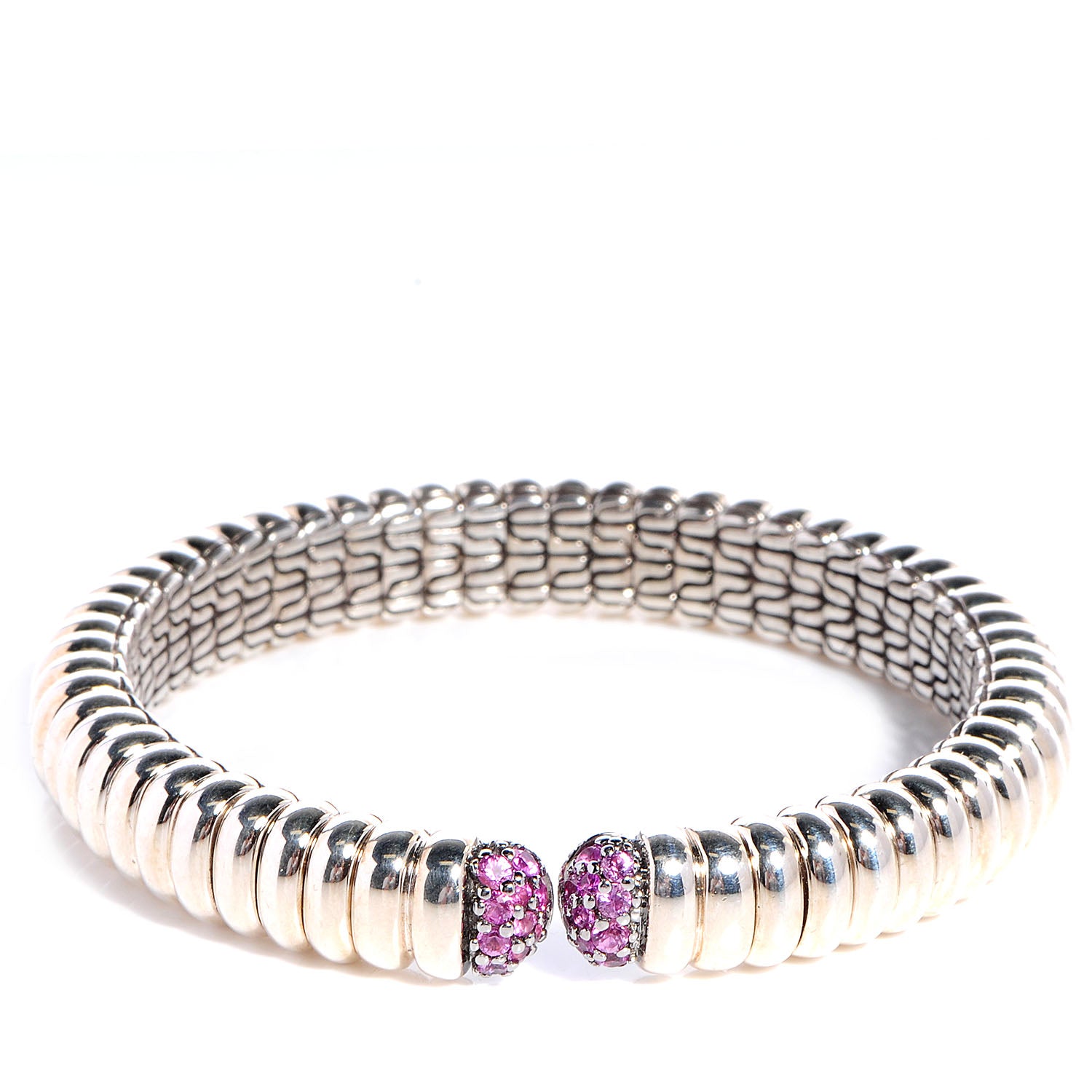 John Hardy Sterling Silver Pink Sapphire Cuff 1 of 7