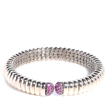 John Hardy Sterling Silver Pink Sapphire Cuff 1 of 7