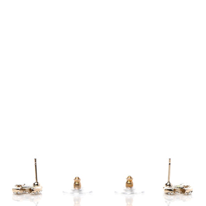 Chanel Crystal Pearl Caviar CC Stud Earrings Gold 4 of 5