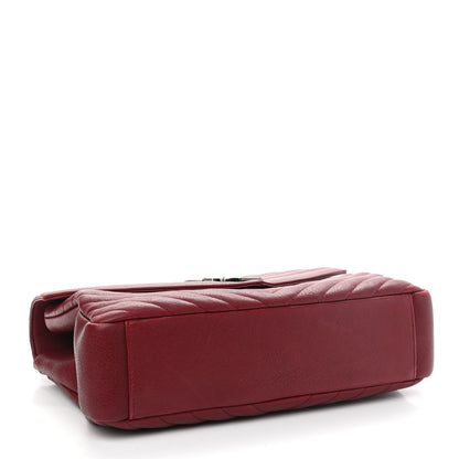 Saint Laurent Sheepskin Matelasse Chevron Large College Monogram Satchel Rouge 3 of 11