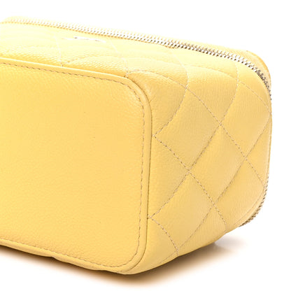 Chanel Caviar Quilted Small Tiny CC Vanity Case With Chain Yellow 8 of 11