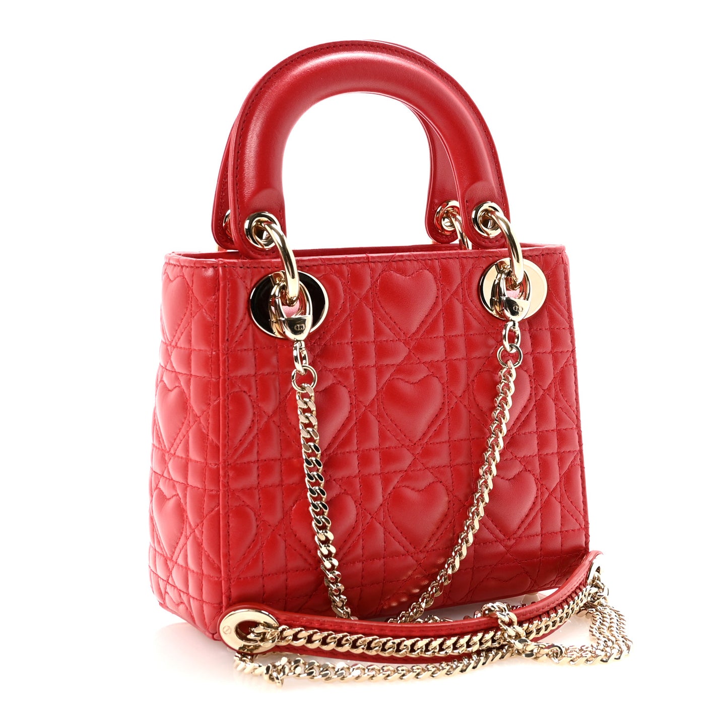 Calfskin Cannage Dioramour Mini Lady Dior Bag Bright Red