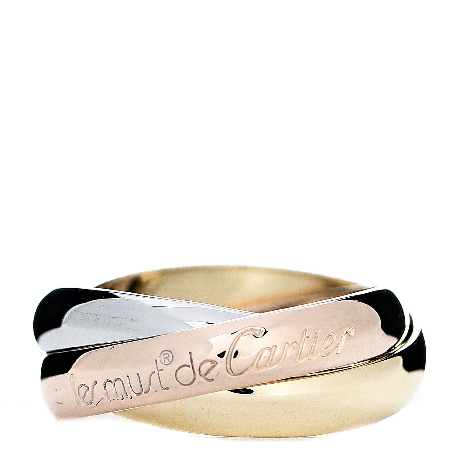 Cartier 18K Pink Yellow White Gold Classic Les Must De Trinity Ring 49 4.75 1 of 4