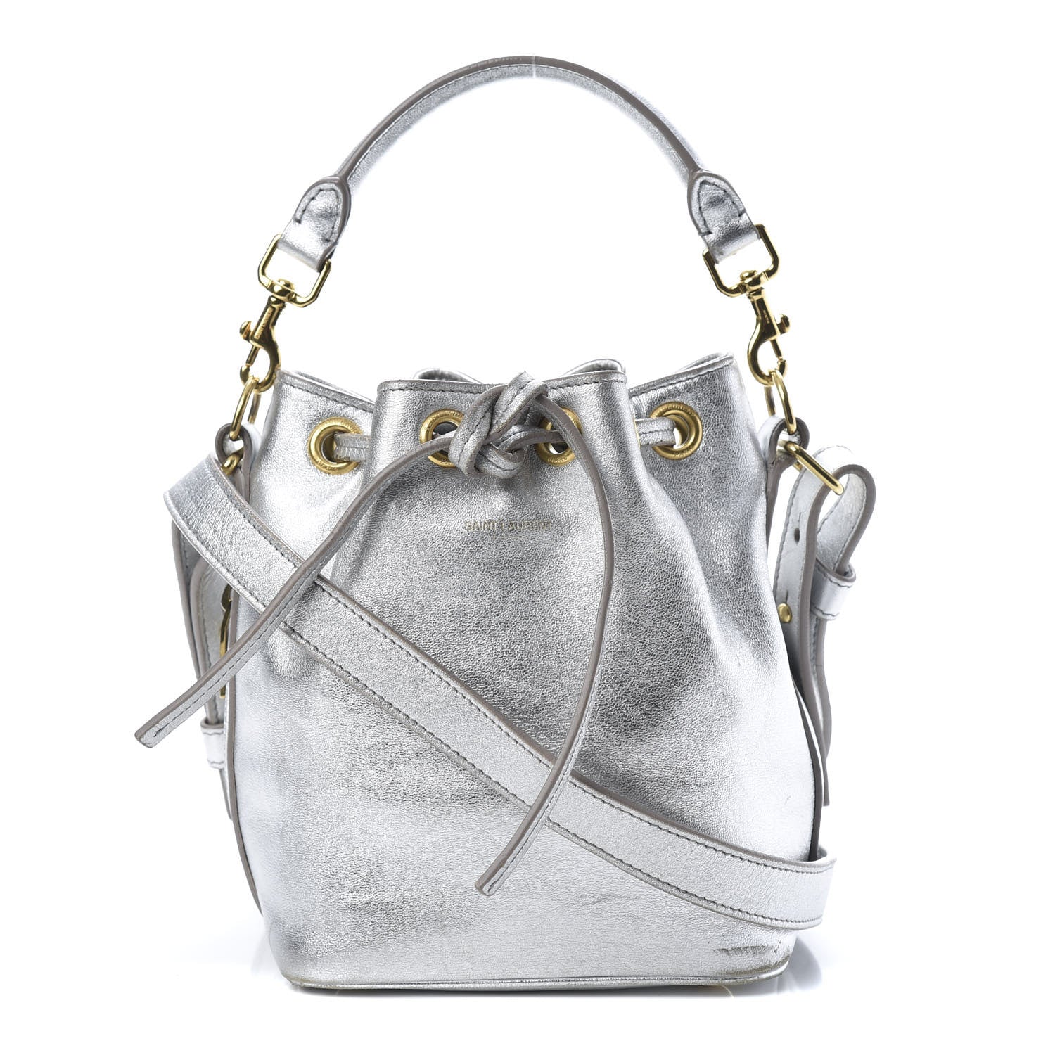 Saint Laurent Metallic Calfskin Small Emmanuelle Bucket Bag Silver 1 of 19