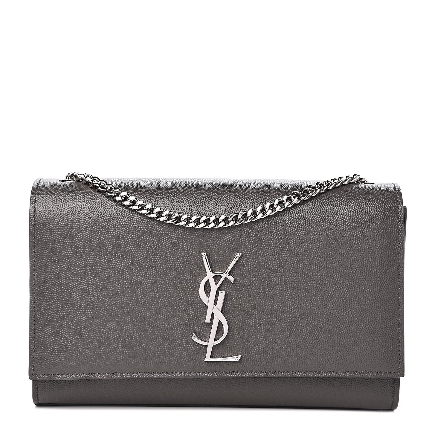 Grain De Poudre Medium Classic Monogram Kate Satchel Earth Grey