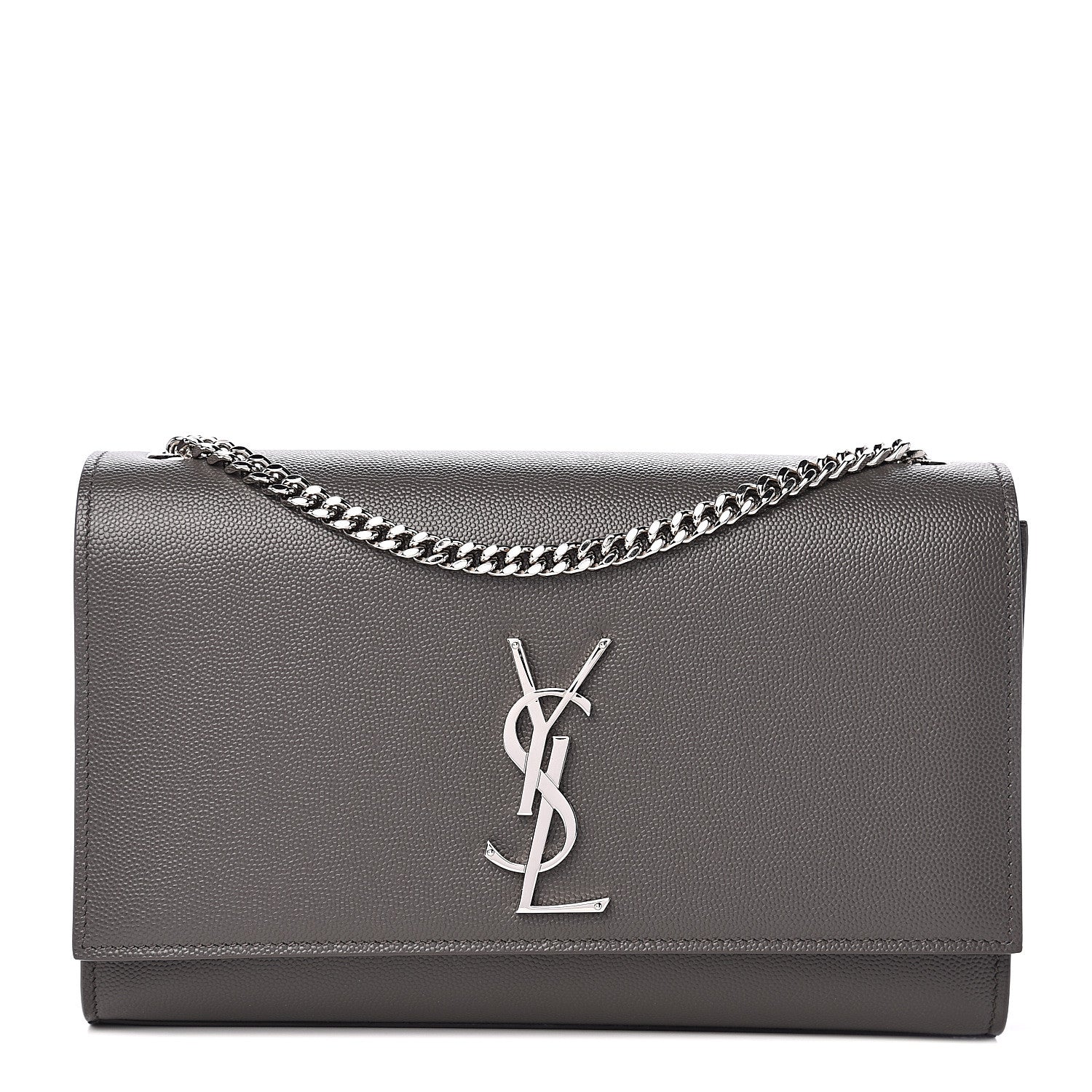 Saint Laurent Grain De Poudre Medium Classic Monogram Kate Satchel Earth Grey 1 of 9