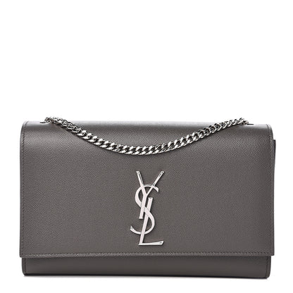 Saint Laurent Grain De Poudre Medium Classic Monogram Kate Satchel Earth Grey 1 of 9
