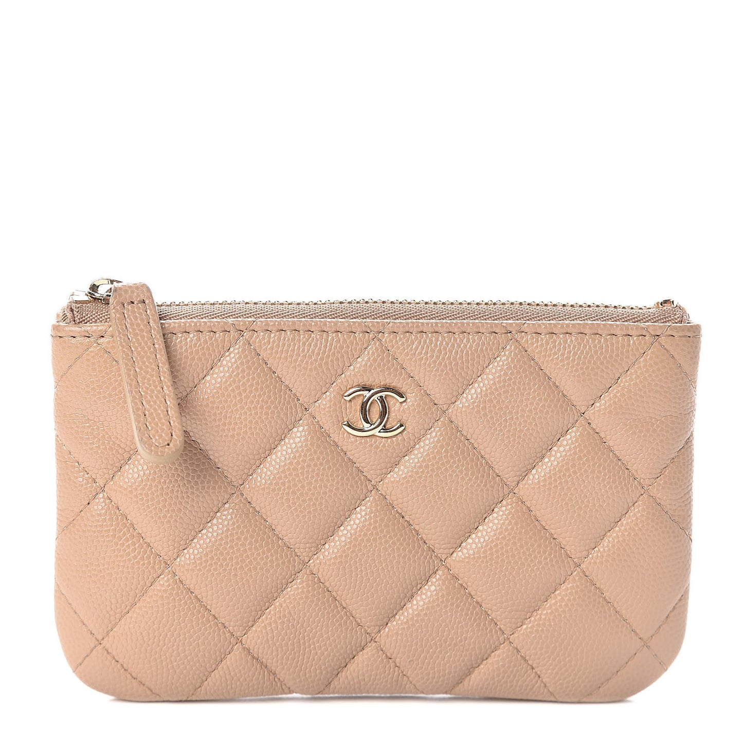Caviar Quilted Small Cosmetic Case Beige