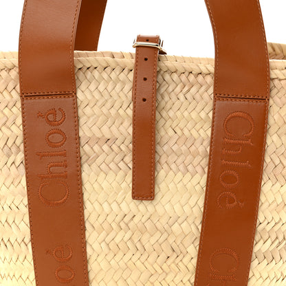 Chloe Raffia Smooth Calfskin Medium Sense Basket Caramel 7 of 10