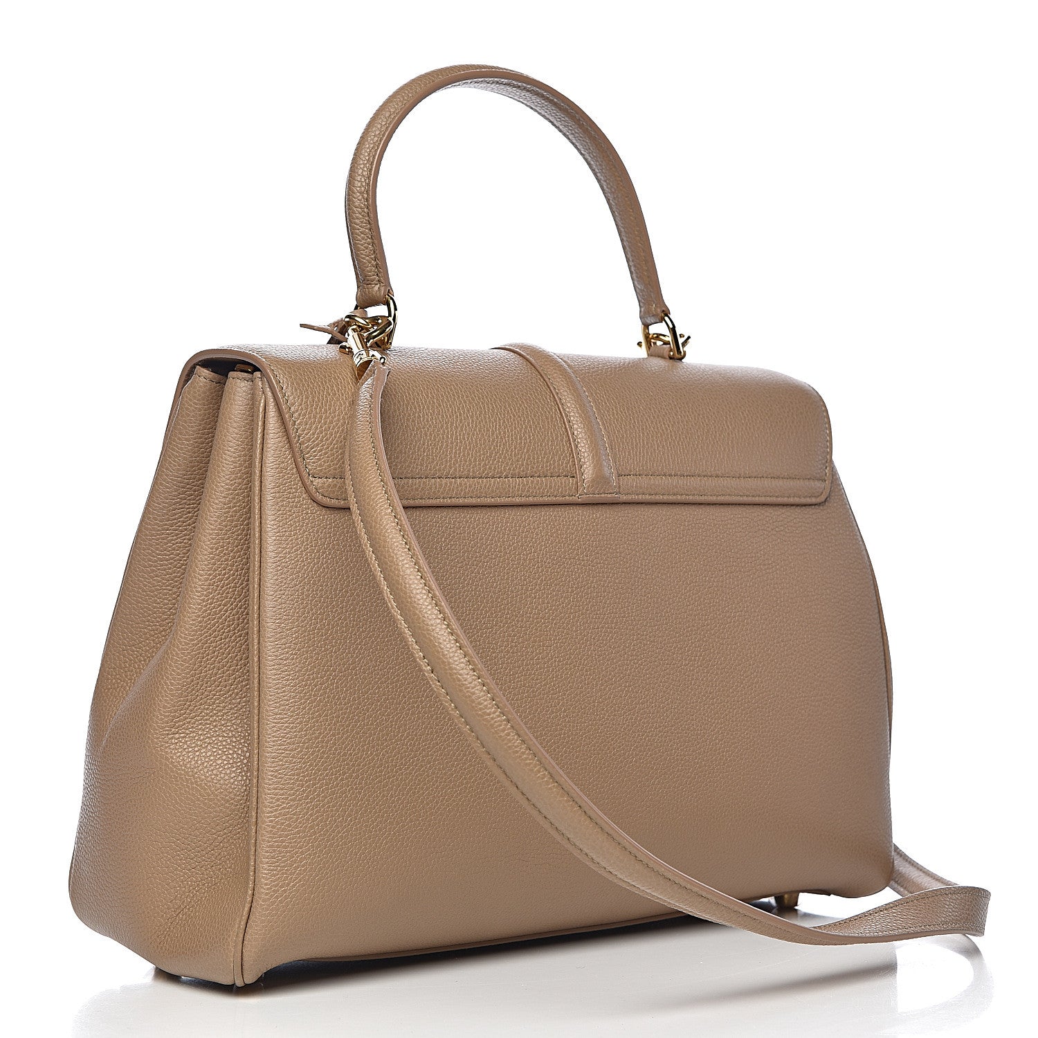 Celine Grained Calfskin Classique 16 Top Handle Bag Beige 3 of 11